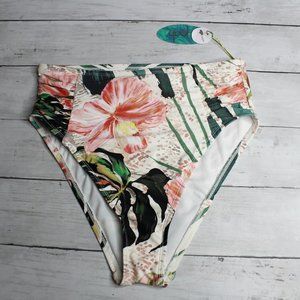 Mynah Swimwear Women's High Waist Bikini Swim Bottoms Size S Floral